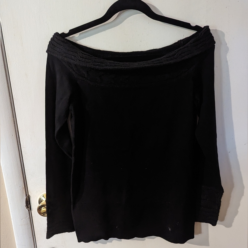 Venus Black Off Shoulder Sweater Large